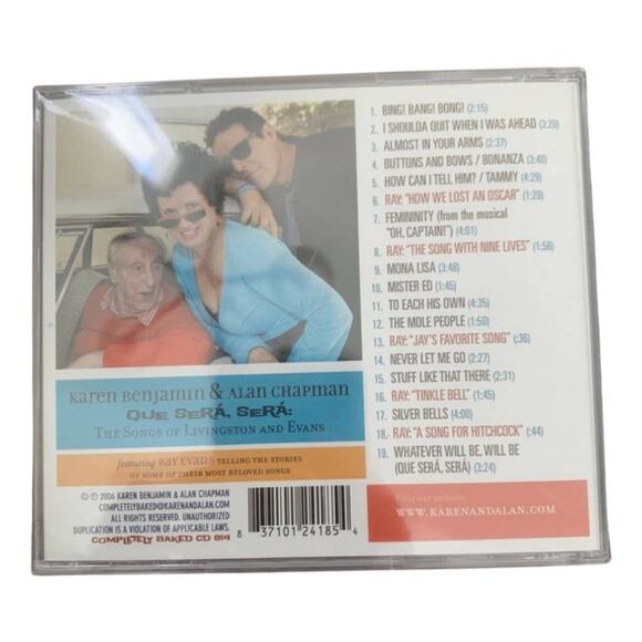Karen Benjamin Alan Chapman Livingston & Evans Que Sera Sera CD NEW Sealed 2006 - Picture 2 of 2